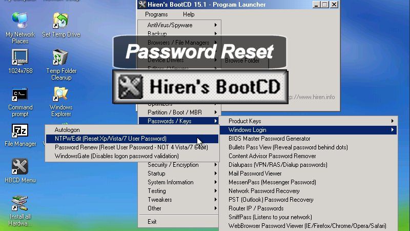 BIOS сброса пароля загрузочный компакт-диск