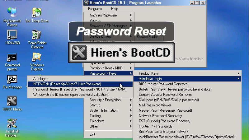 hiren boot usb enable administrator account