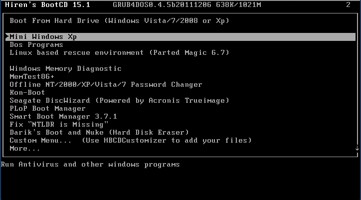 hirens boot cd password reset Screenshot