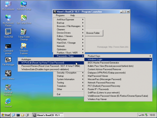 systemrescuecd hirens bootcd