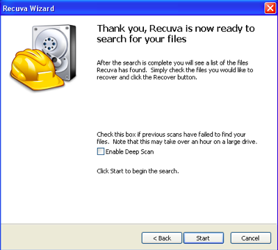 how to recover files deleted from recycle bin in Windows -Recuva Search