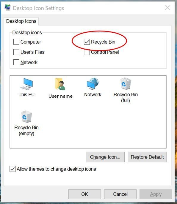 Recycle Bin Recovery-Show Recycle Bin on the Desktop
