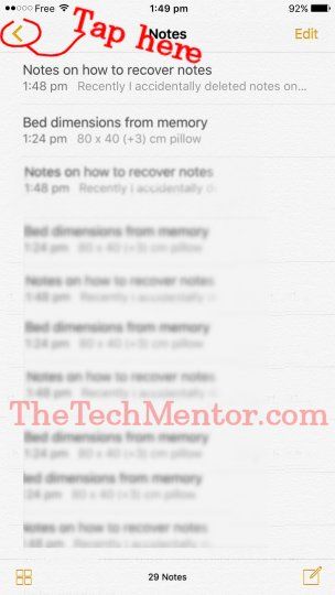 how to recover deleted notes iphone 7 tap 2 screen shot