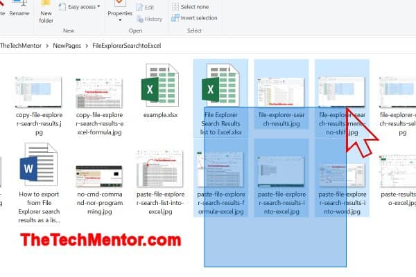 how to copy file names into excel