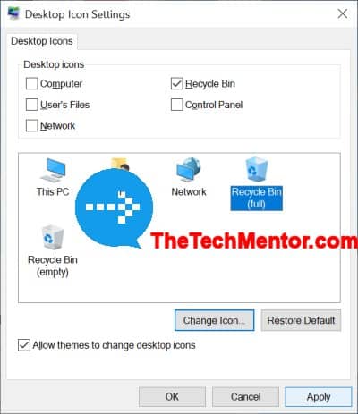 full recycle bin changed to look empty