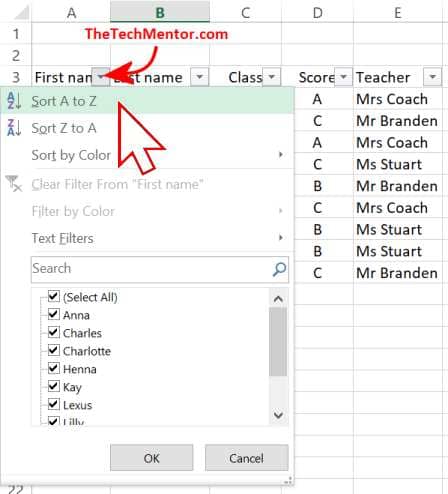 how alphabetize in excel with filter