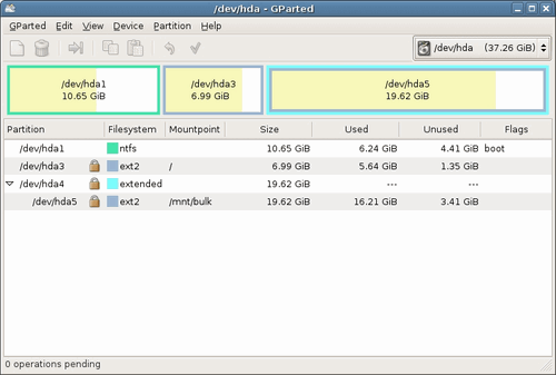 Gparted partition repair tool Screenshot