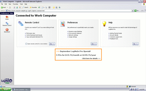 LogMeIn Control Panel LogMeIn Control Panel