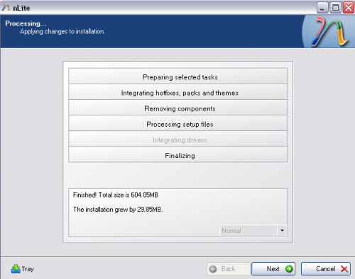 Processing nlite windows xp