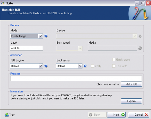 Create bootable ISO nLite windows xp