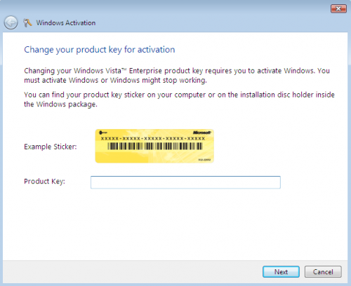 Vista Product Key Change