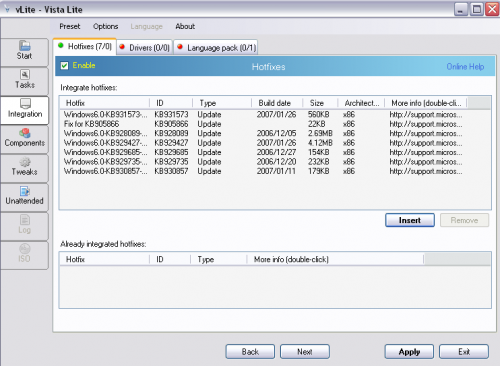 vLite - nLite Vista Lite Installation Integration