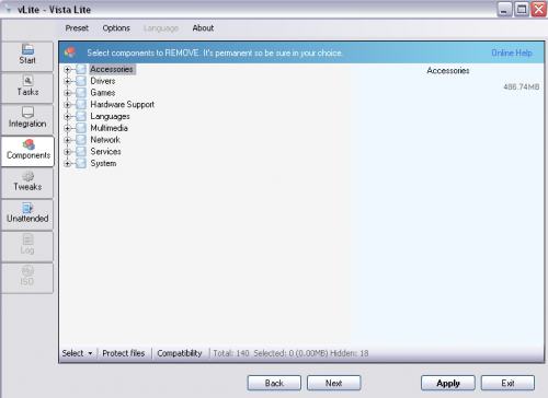 vLite - nlite vista lite